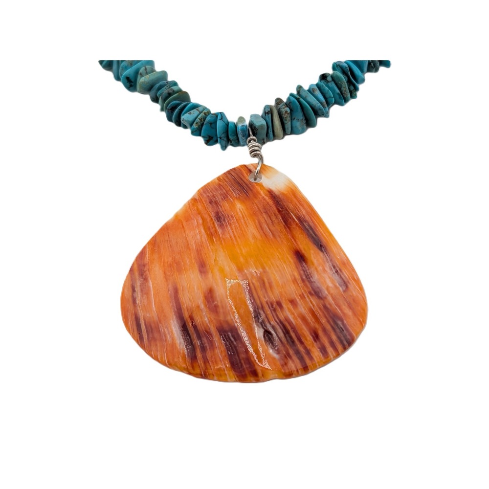 Navajo Spiny Oyster Pendant Nuggets Turquoise necklace 19.5" Jewelry** - Picture 4 of 10